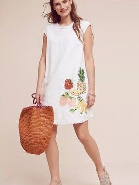 Antropologie Holding Horses Fruit Salad Tunic Dress Linen Blend